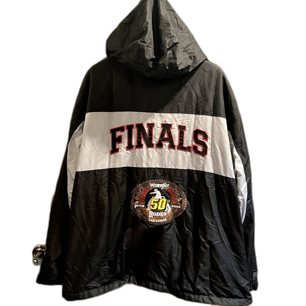 Wrangler 50th Rodeo Los Vegas Hooded Zip Up Coat Black Fleece Lined Western 2XL